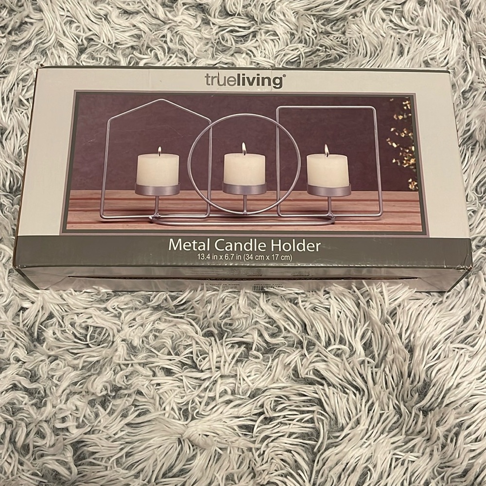 True Living Metal Candle Holder